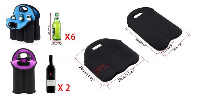 Botella negra 2 y 3 botella del portador del bolso del refrigerador de la bolsa de asas/de la botella del vino del neopreno